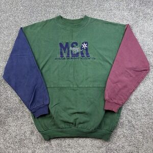 Vintage Michigan Snowmobile Association Sweatshirt Mens L Green‎ Wek The World
